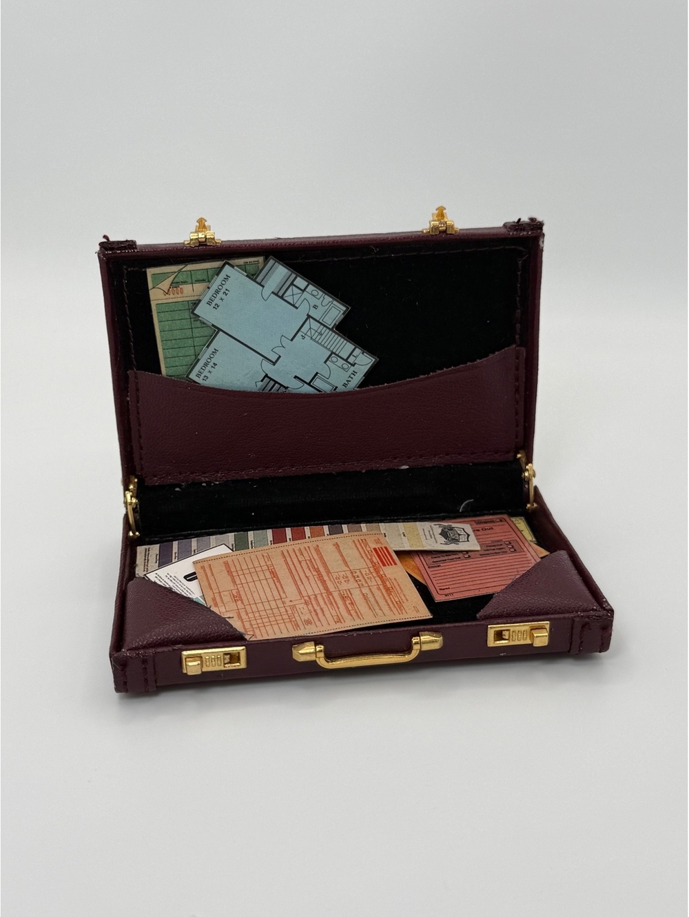 1:6 Scale Miniature Briefcase with Papers Documents Doll Office Accessory